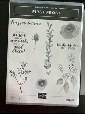 Stampin Up First Frost Stamp Set & Frosted Bouquet Dies, Gently Used 148420 & 14